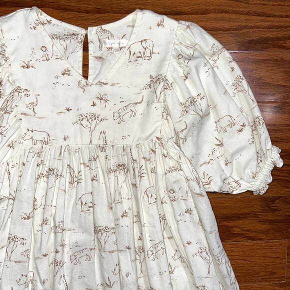 Rylee + Cru Girls Jolene Linen Blend Safari Toile Dress Size 6-7Y - Picture 6 of 13